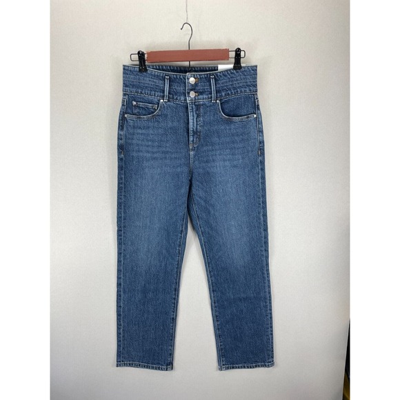 Ann Taylor Sculpting Pocket High Rise Straight Crop Jeans Washed Blue Size 2 - Picture 1 of 7